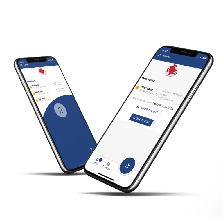 two mobile phones showing alert screens